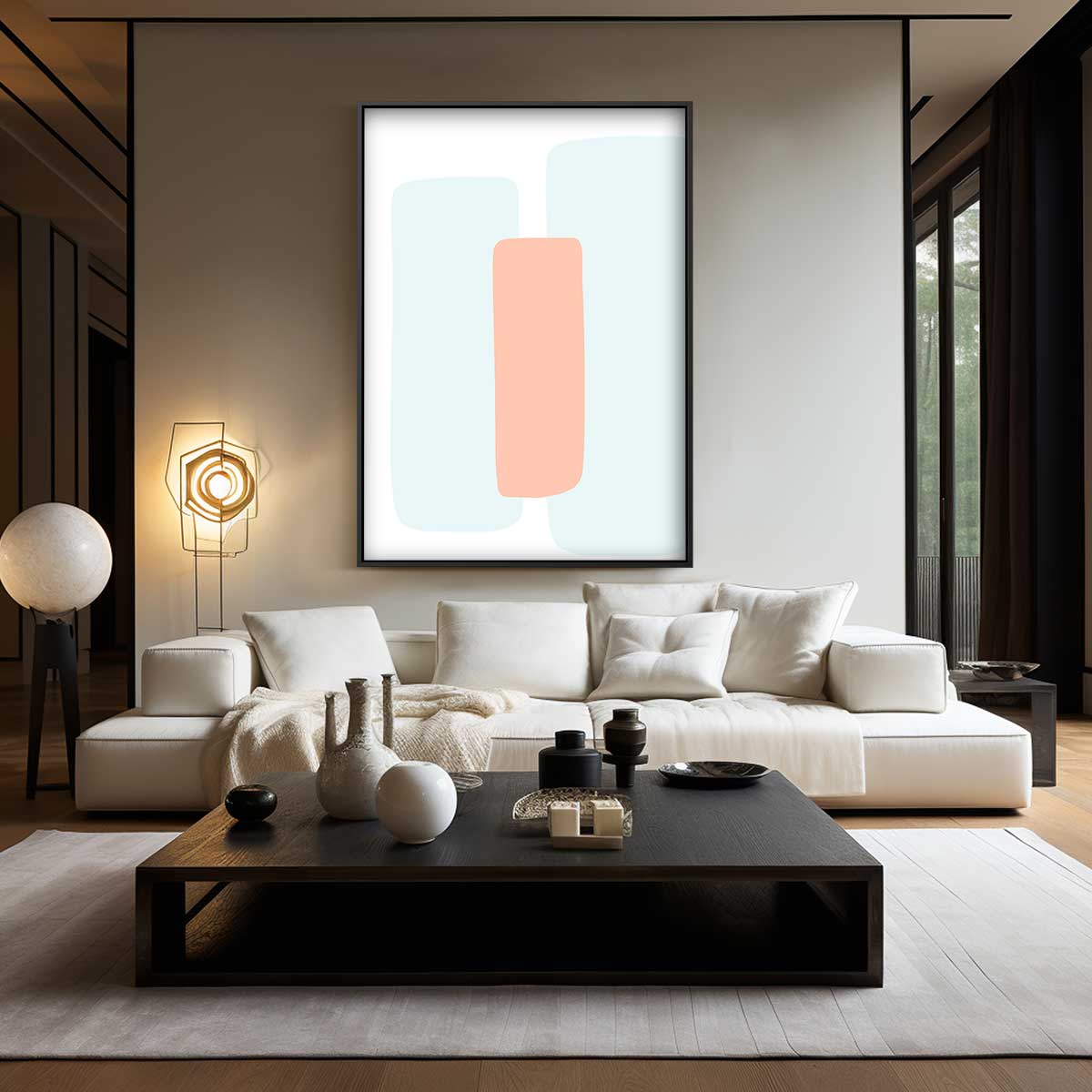 Rustgevende Pastelvormen Kunstwerk-canvas-dibond-plexiglas-wanddecoratie-WallArtistic