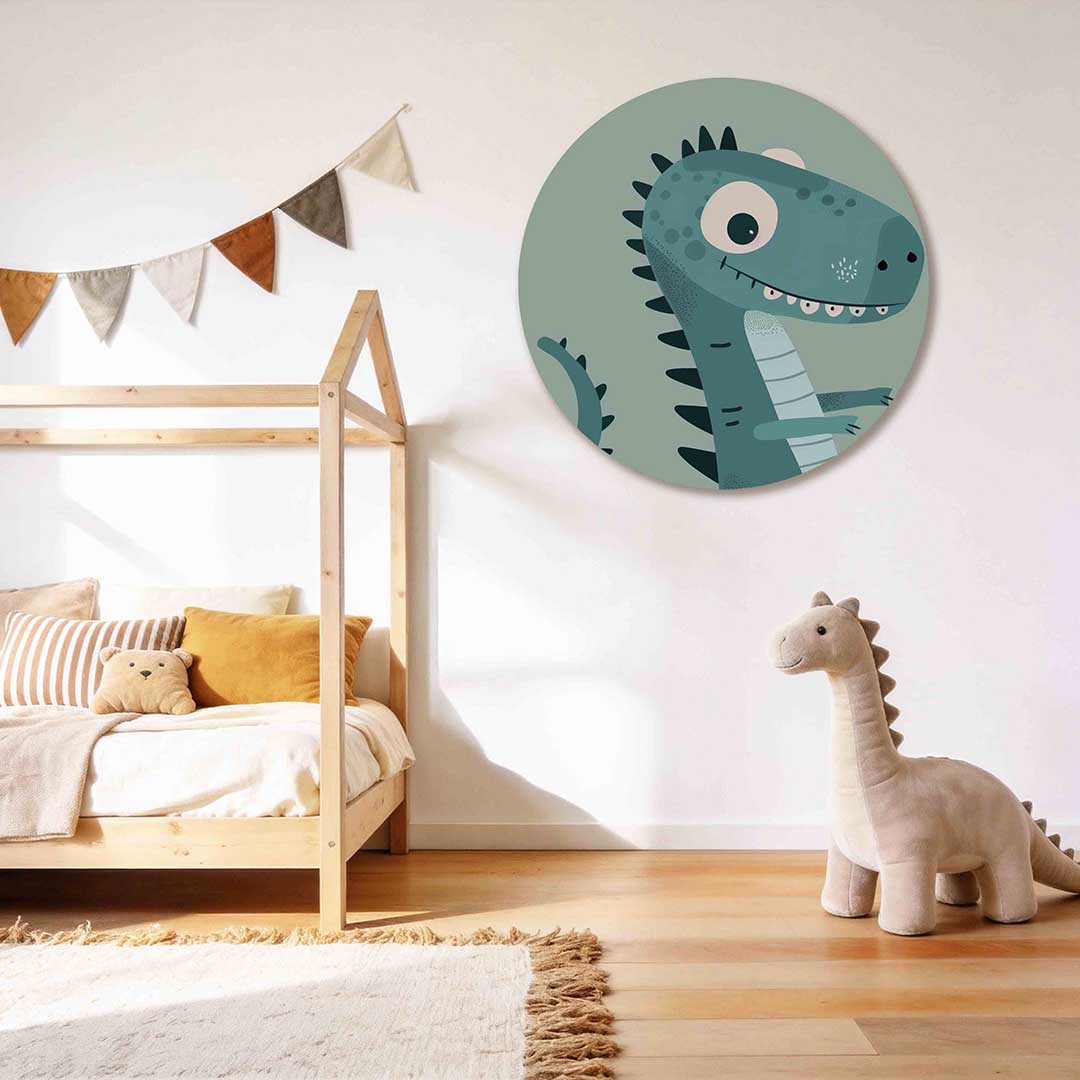 Blauwe dinosaurus Muurcirkel