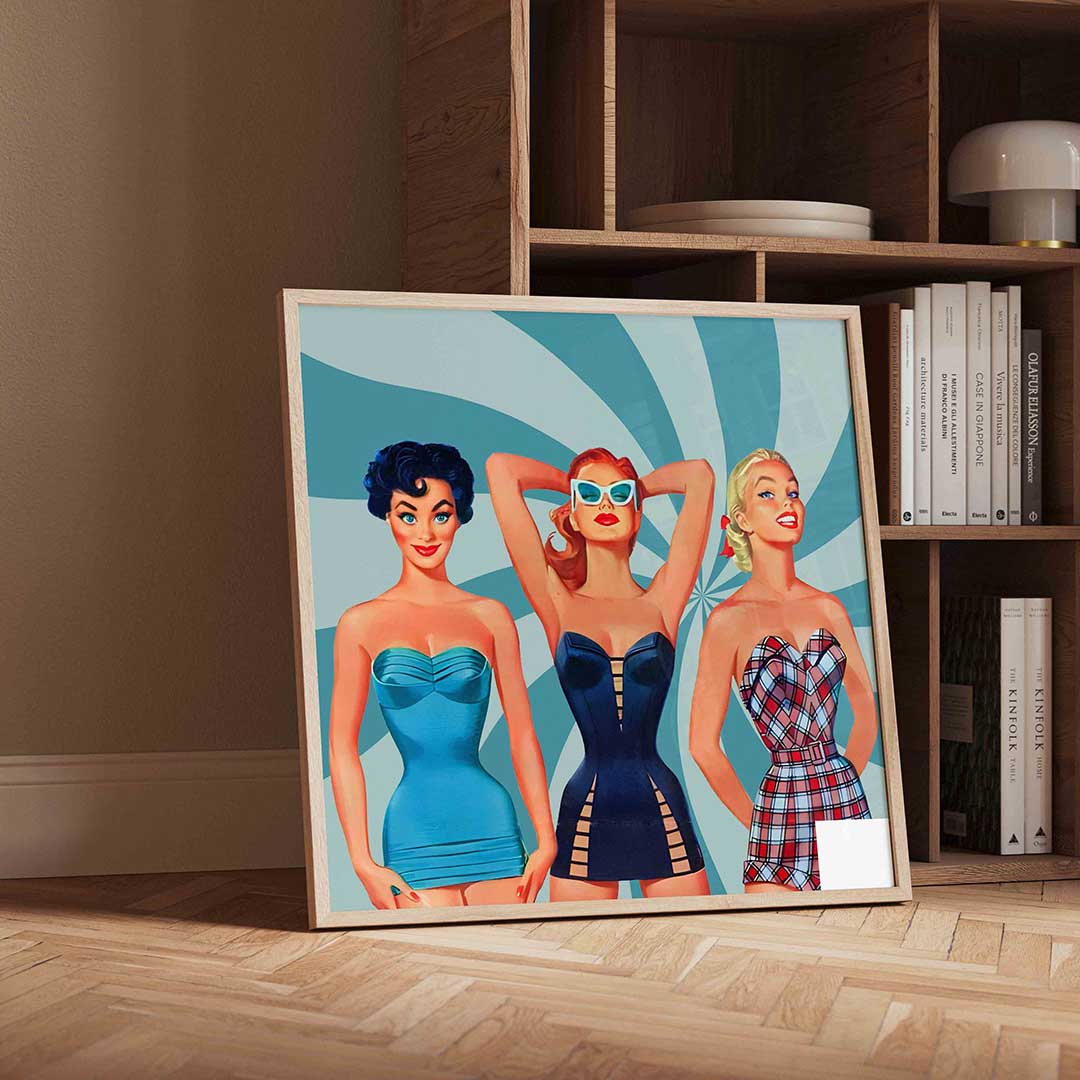 Drie vrouwen in badkleding Poster