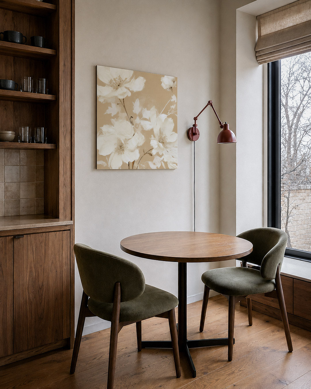 Bloemen op beige Kunstwerk