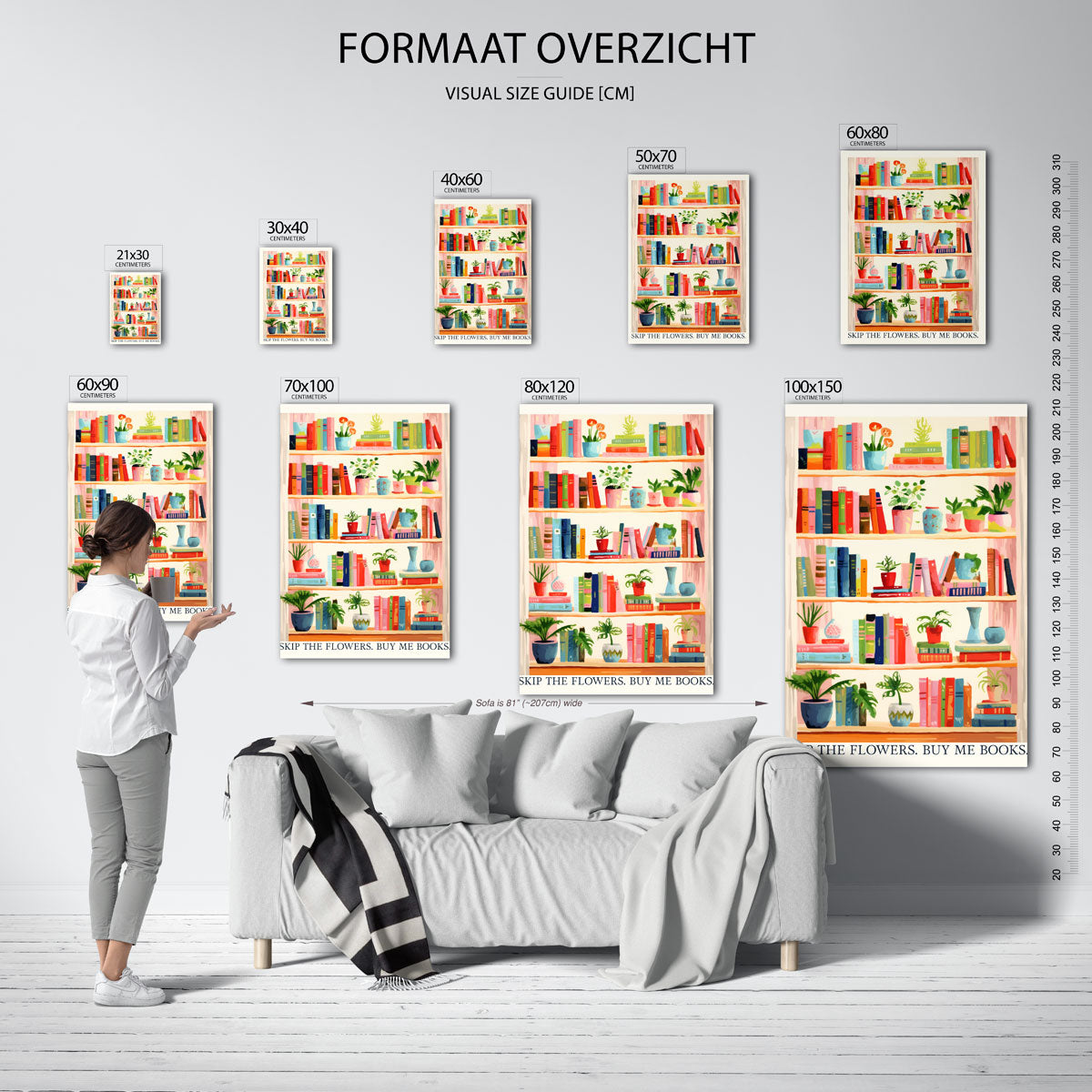 Boekenplank met planten Poster