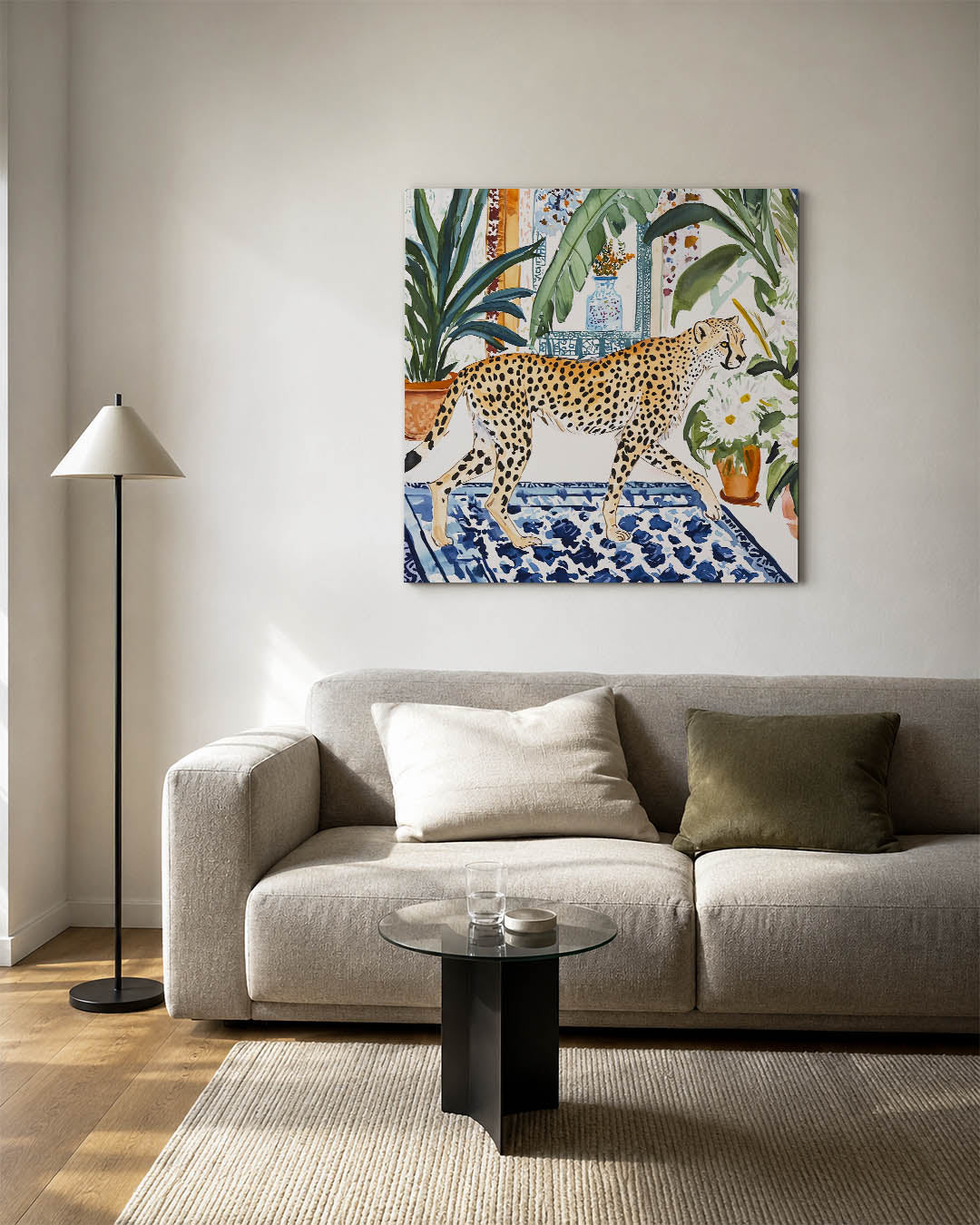 Luipaard in interieur Kunstwerk