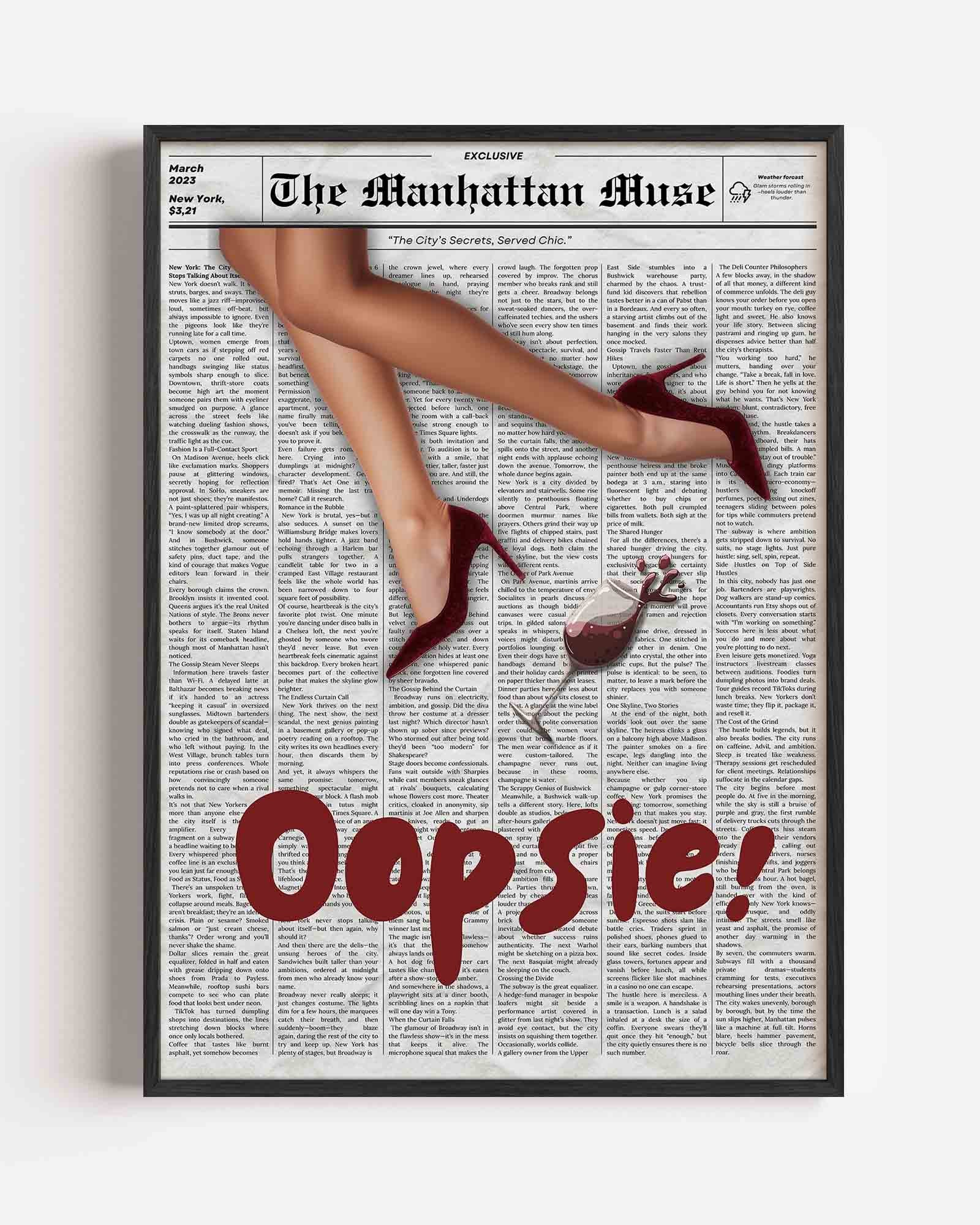 Krant met benen en glas Poster