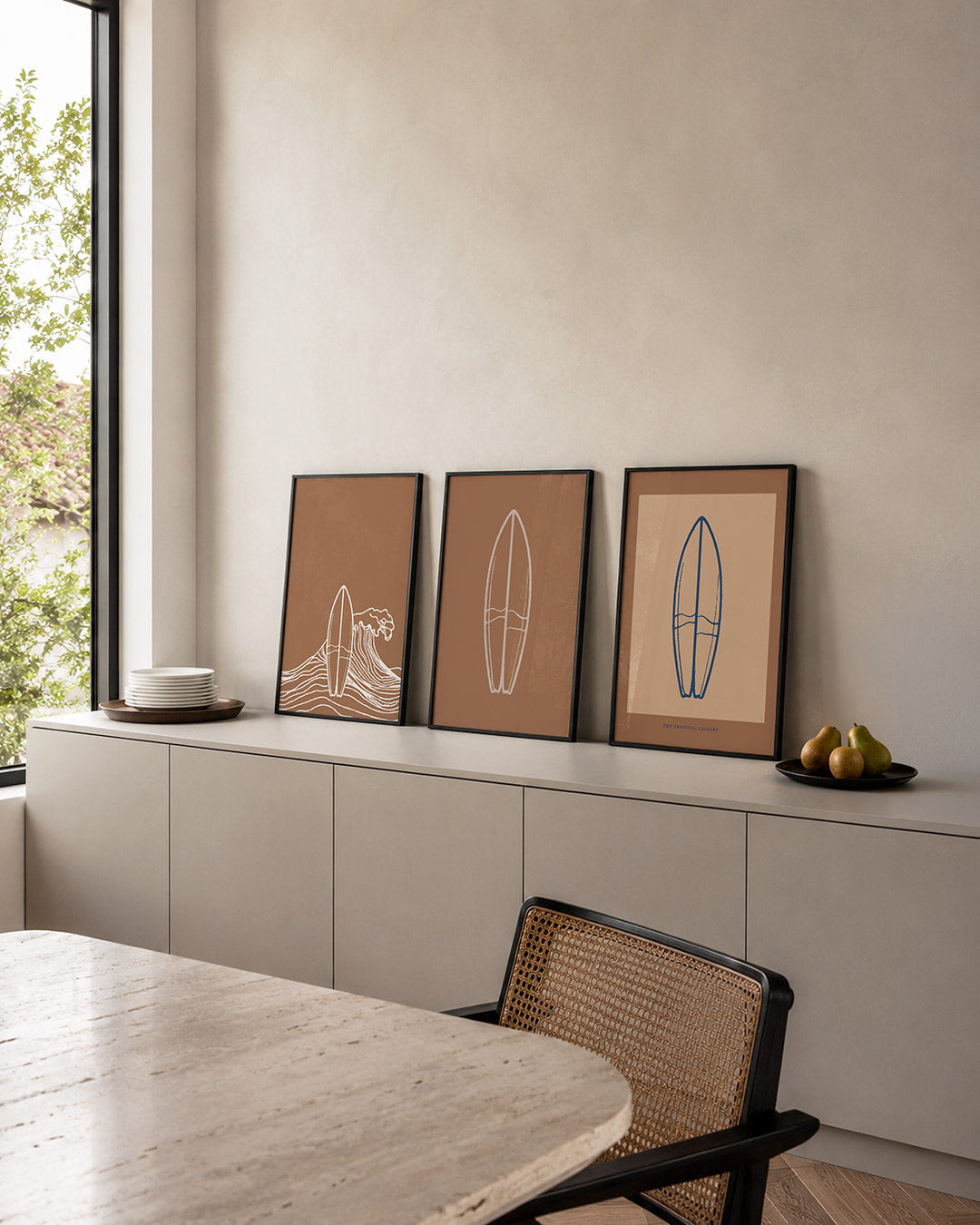 Golven en surfplank Posterset