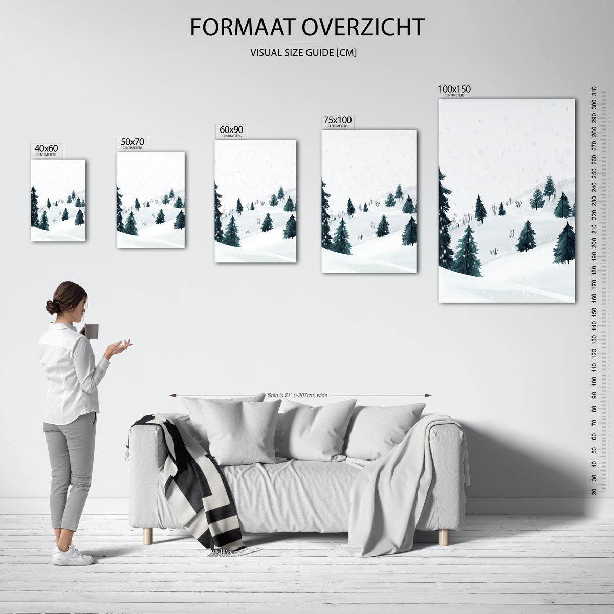 Winterse boslandschap Kunstwerk