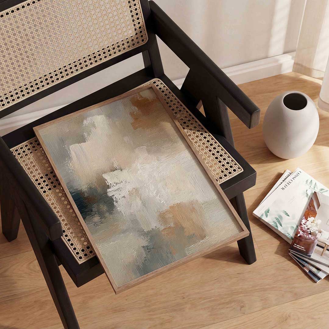 Abstracte beige en grijze Poster