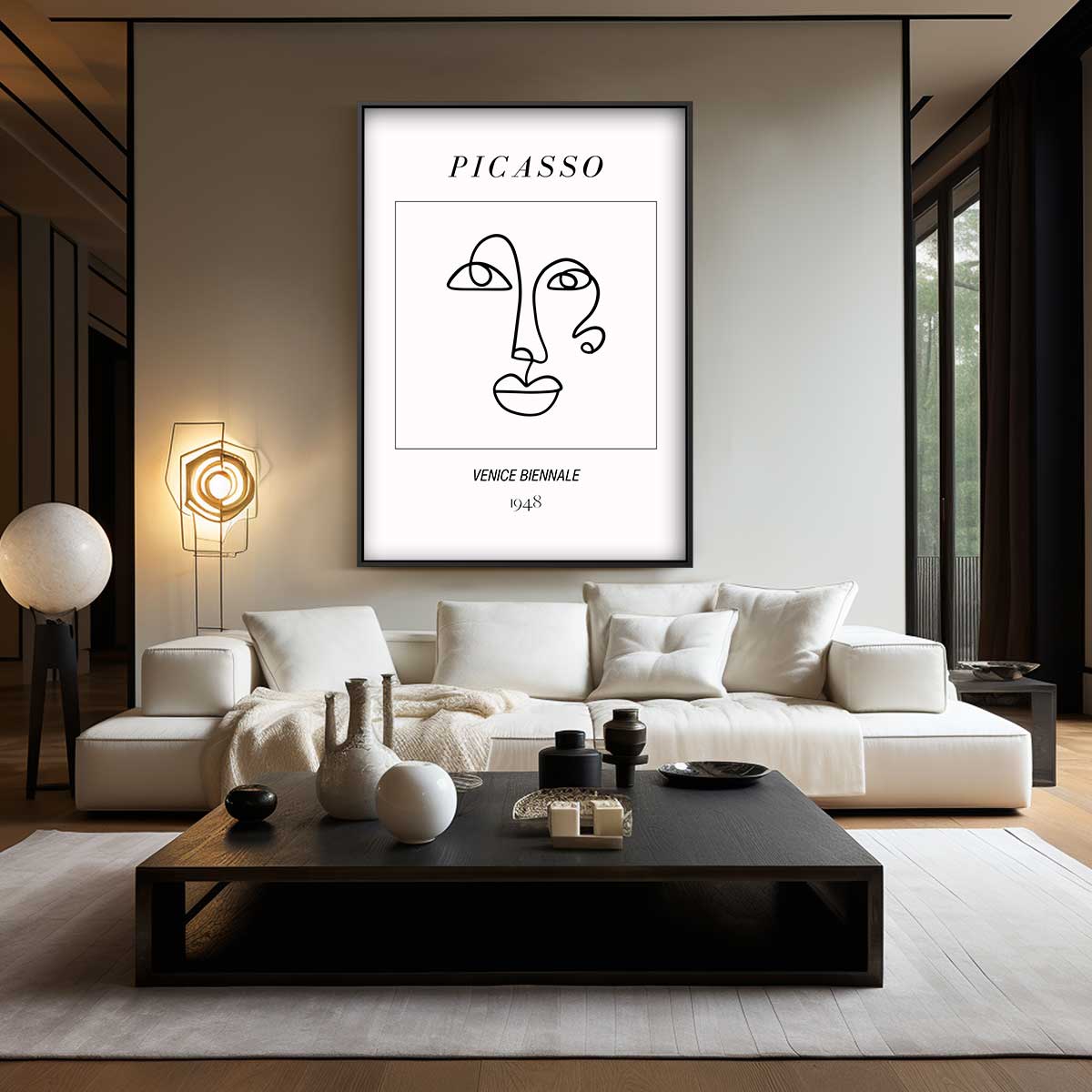 Abstract Gezichtslijntekening Kunstwerk-canvas-dibond-plexiglas-wanddecoratie-WallArtistic