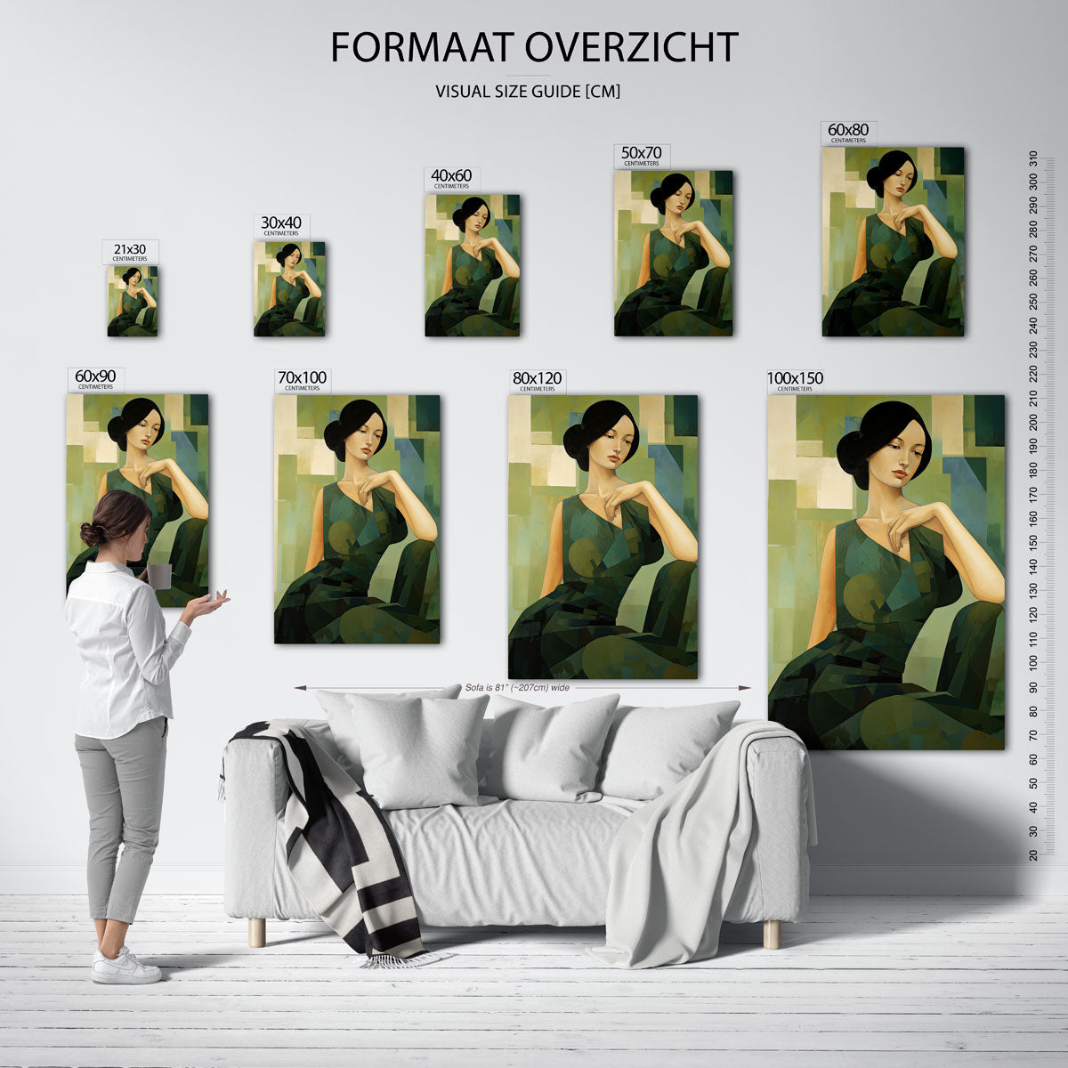 Vrouw in groene tinten Poster