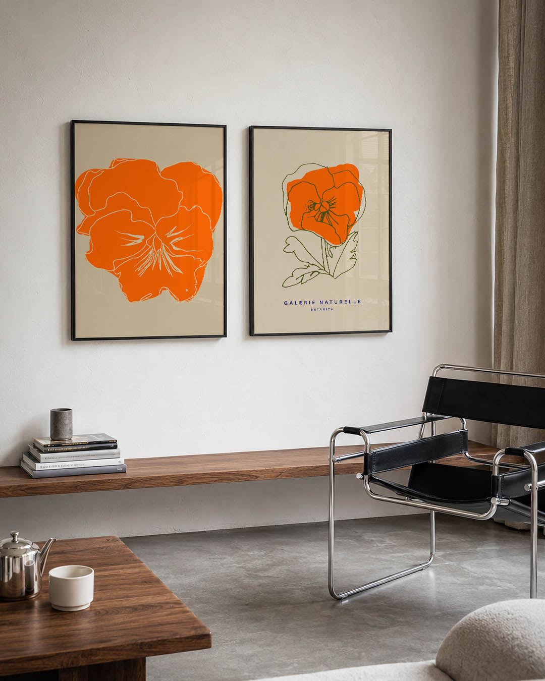 Bloemvormen en lijnen Posterset