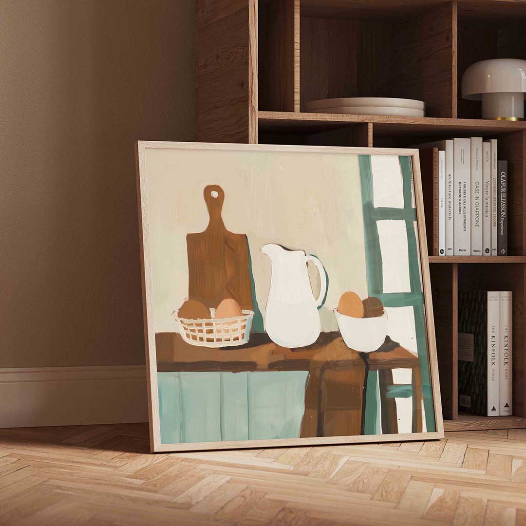 Stilleven met kan en eieren Poster