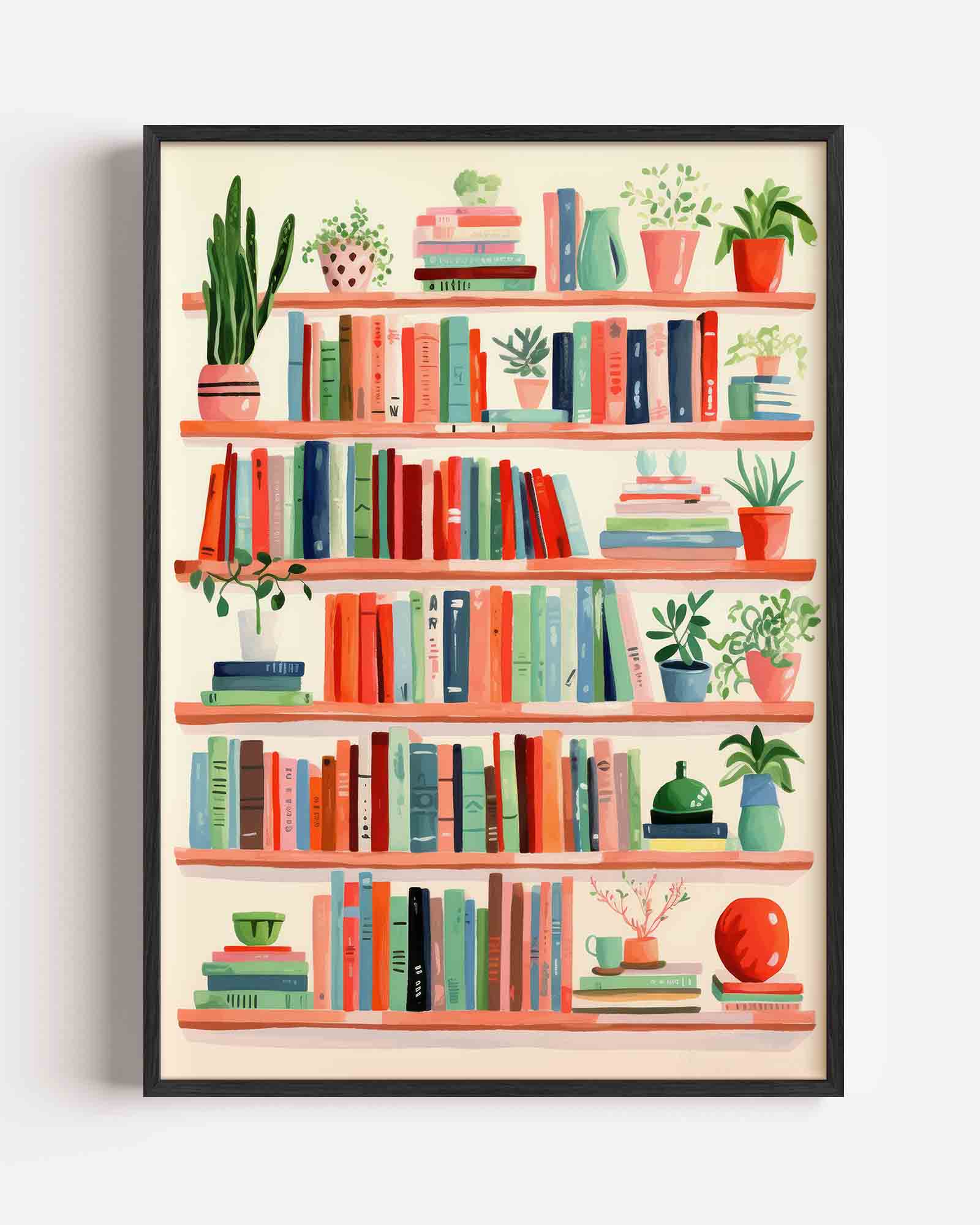 Boekenplank met planten Poster