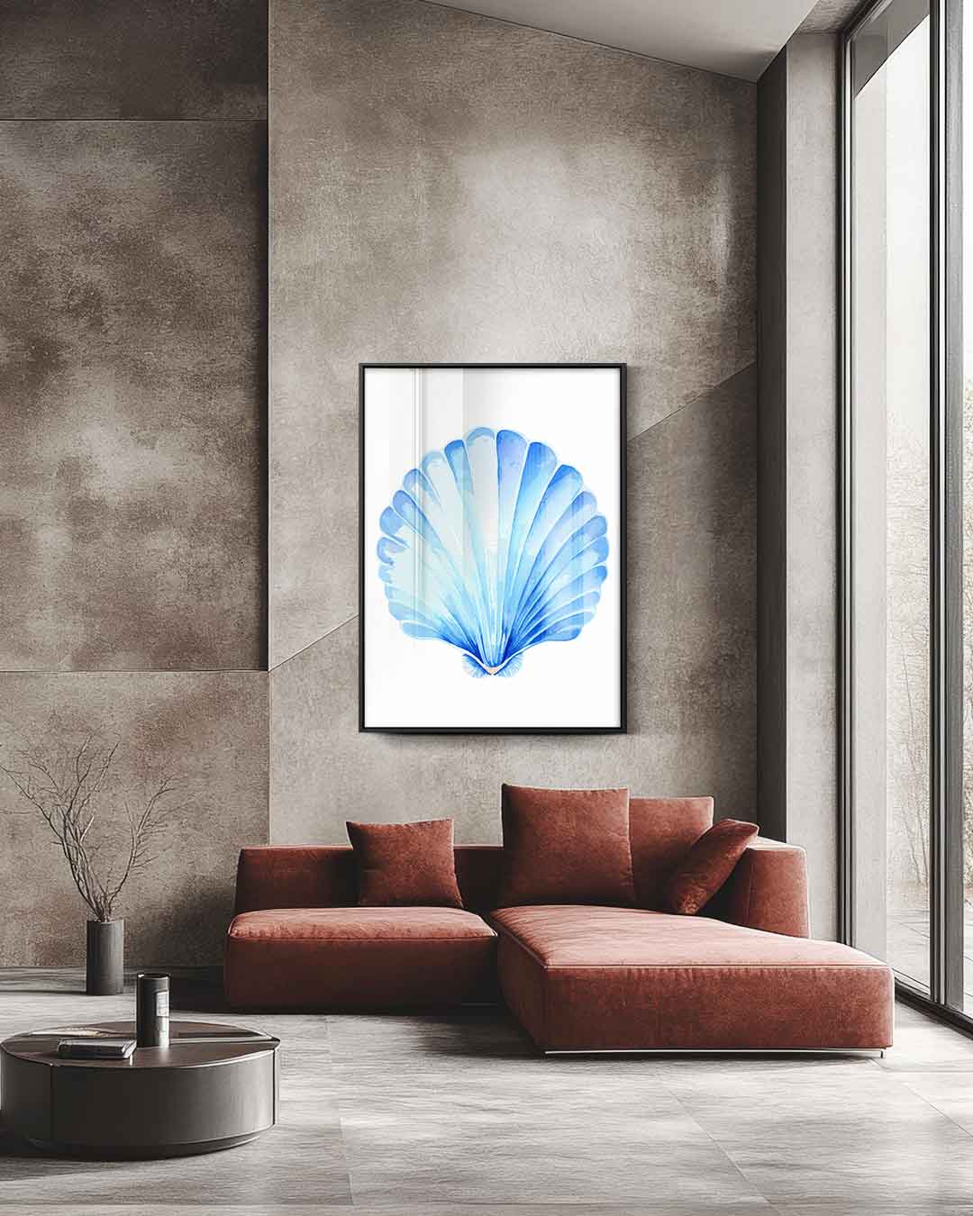 Blauwe Schelpenpracht Kunstwerk-canvas-dibond-plexiglas-wanddecoratie-WallArtistic