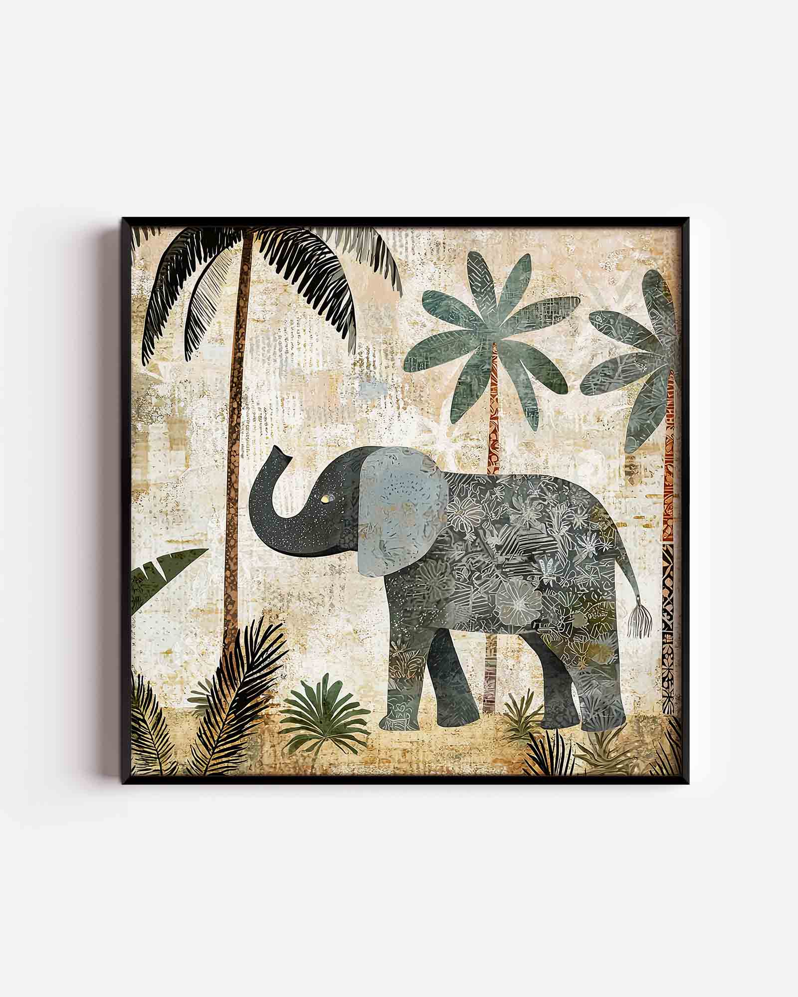 Olifant en palmbomen Poster