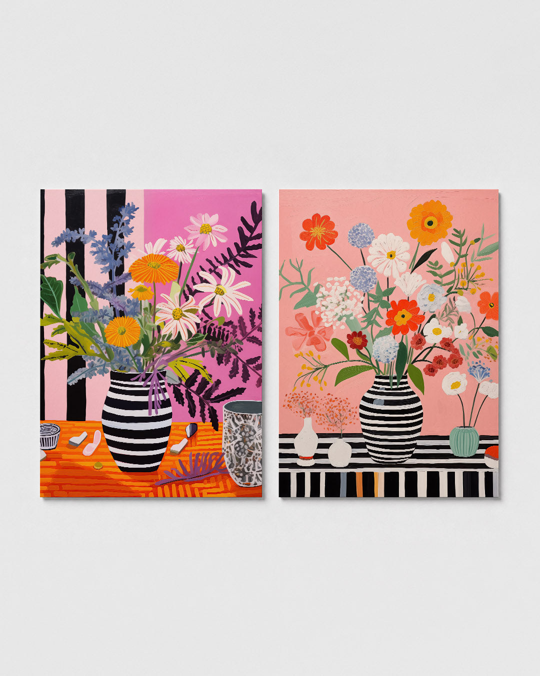 Bloemrijke strepen Posterset