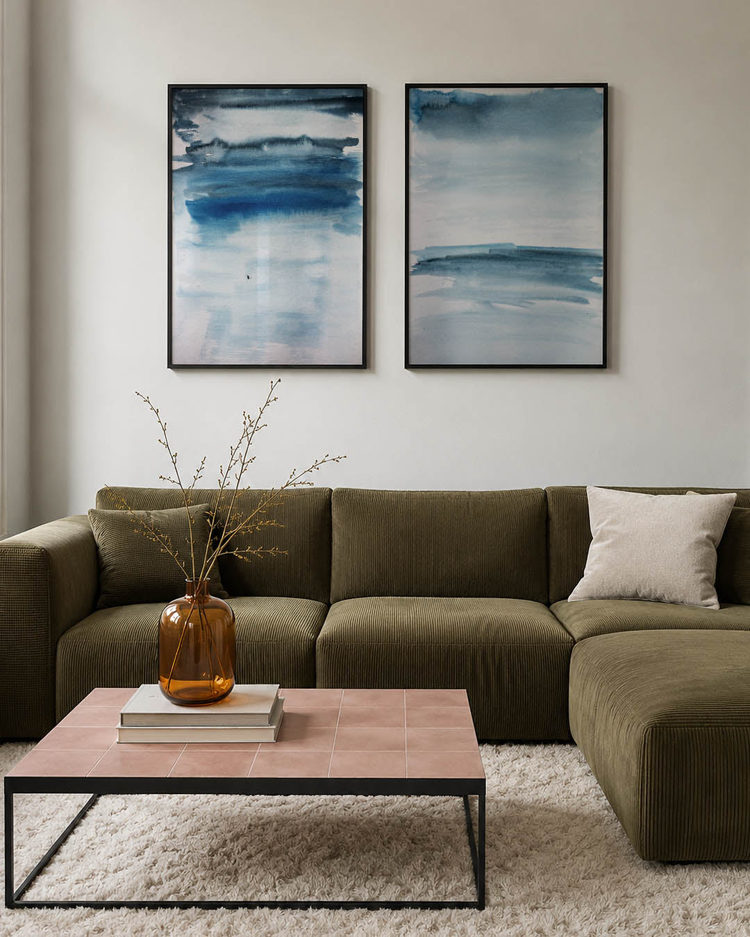 Blauwe waterverf Posterset