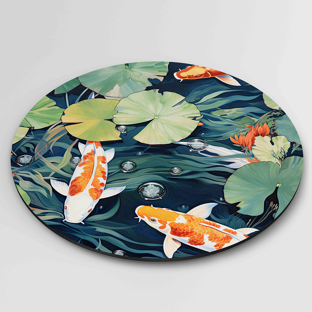 Koi vissen en waterlelies Muurcirkel