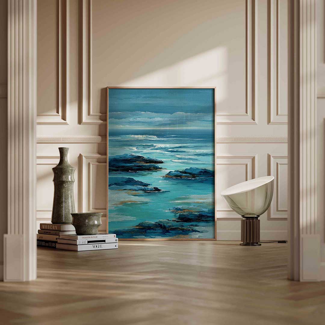 Golven en rotsen Poster