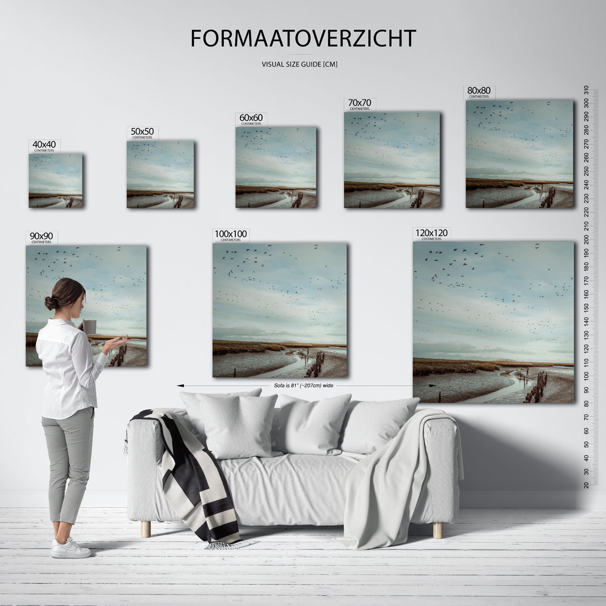 Vogels boven landschap Poster