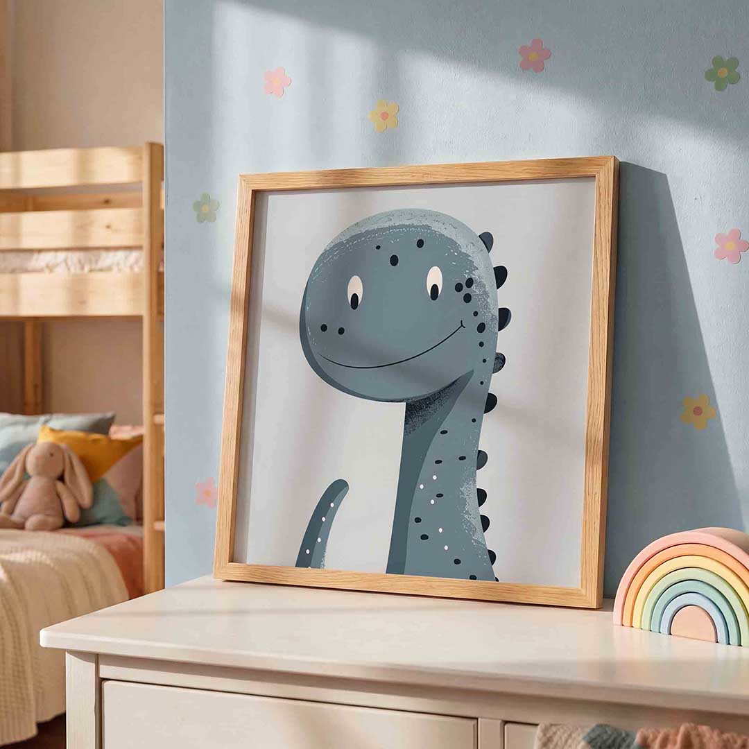 Blauwe dinosaurus Poster
