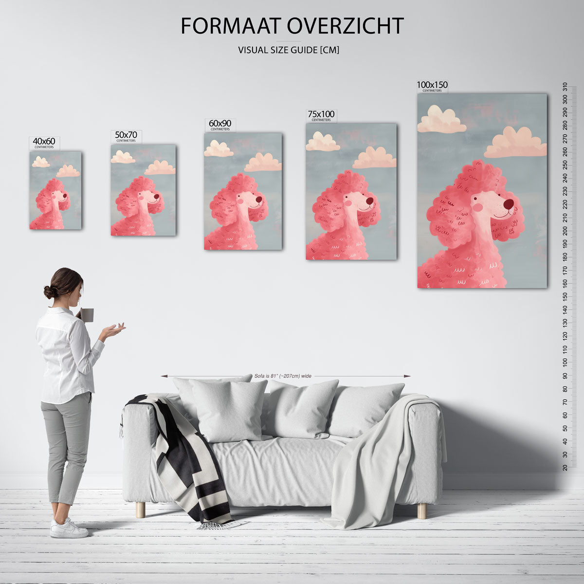 Speelse hond en wolken Kunstwerk