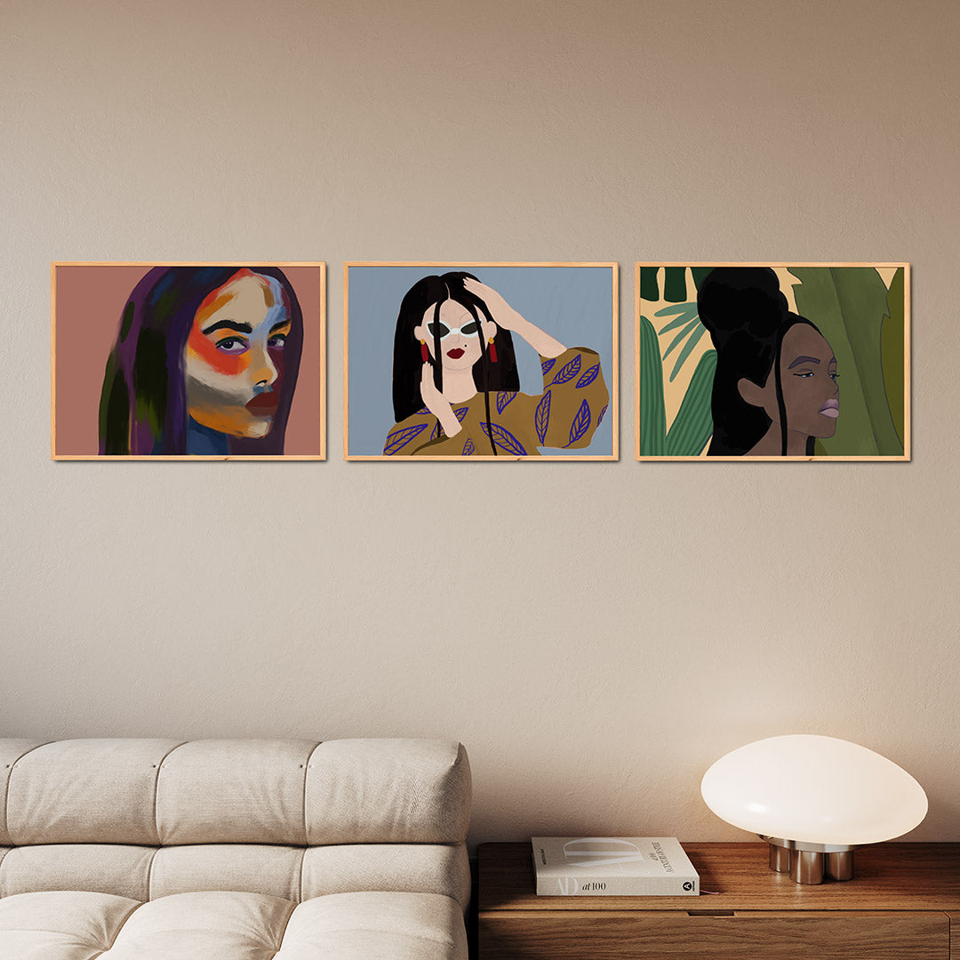 Kleurrijke portretvlakken Posterset