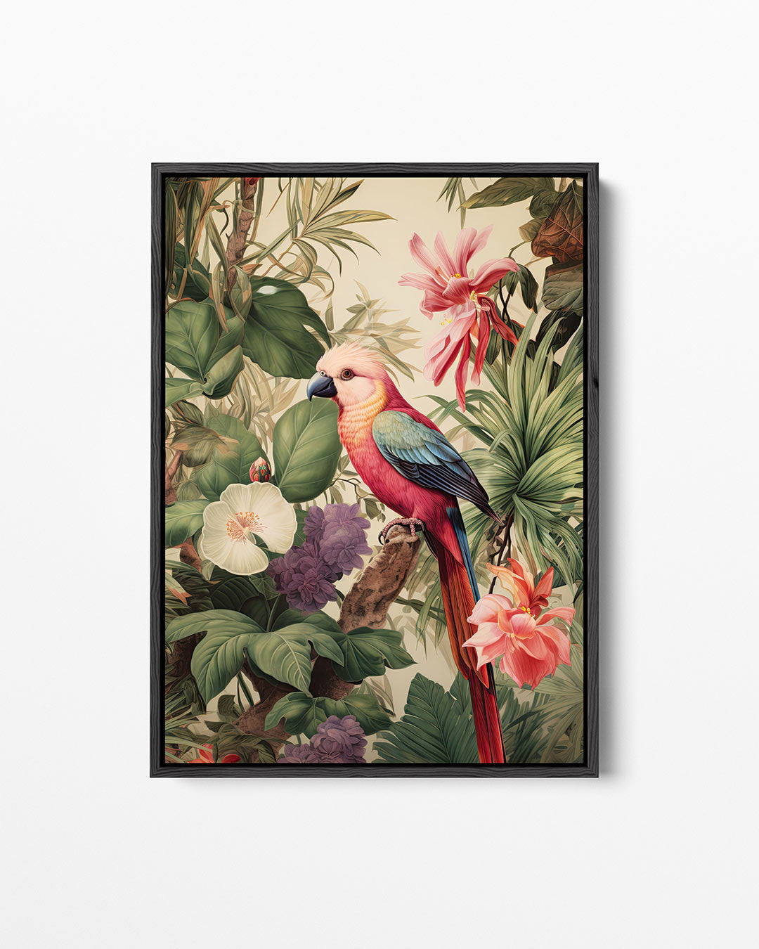 Exotische vogel en bloemen Kunstwerk