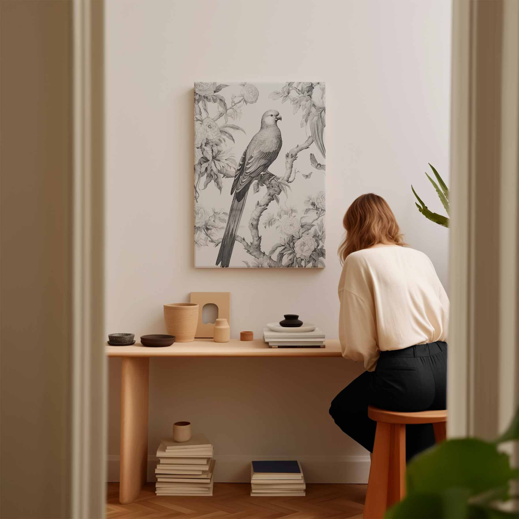 Elegante Parkiet in Bloemenpracht Kunstwerk-canvas-dibond-plexiglas-wanddecoratie-WallArtistic