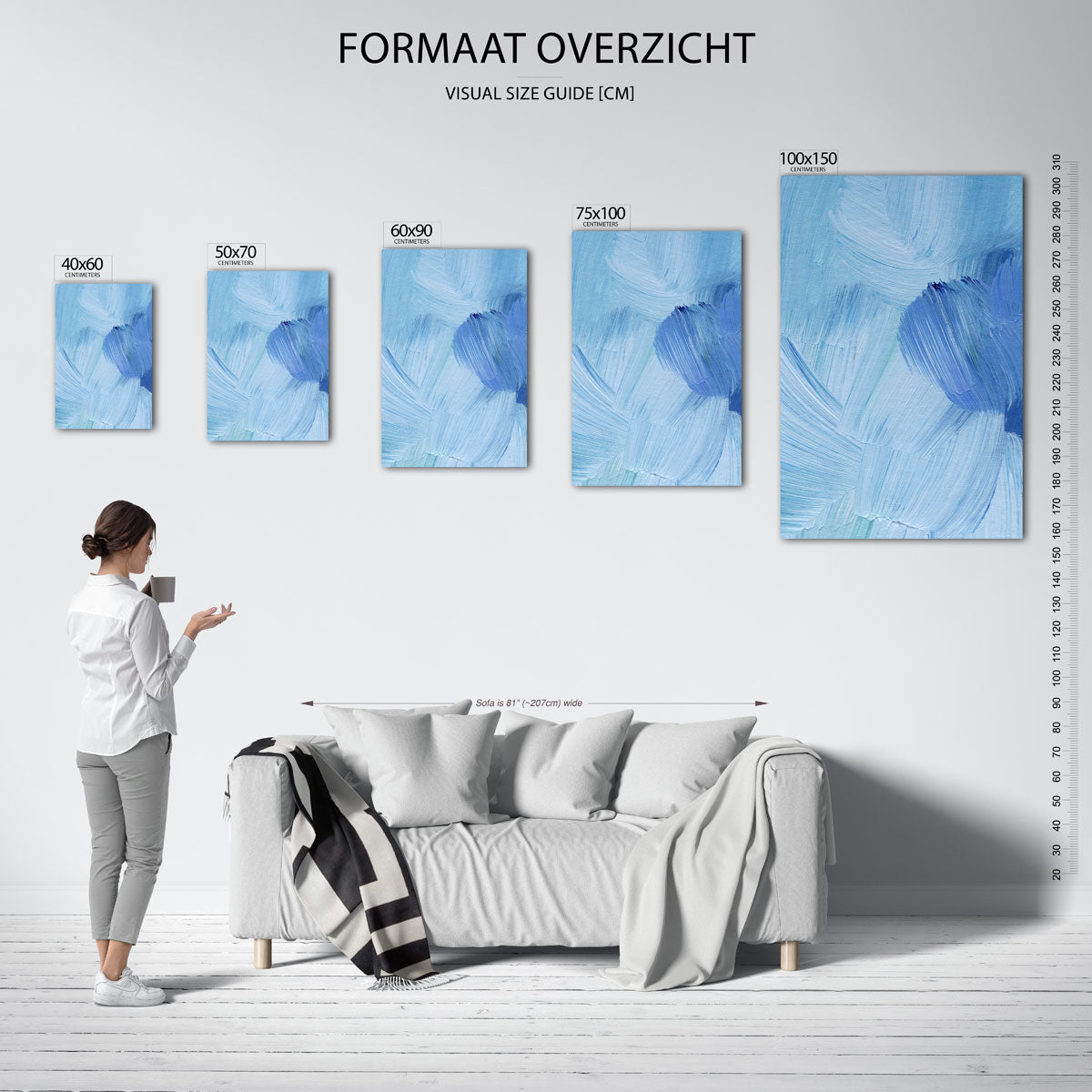 Dynamische blauwtinten Kunstwerk