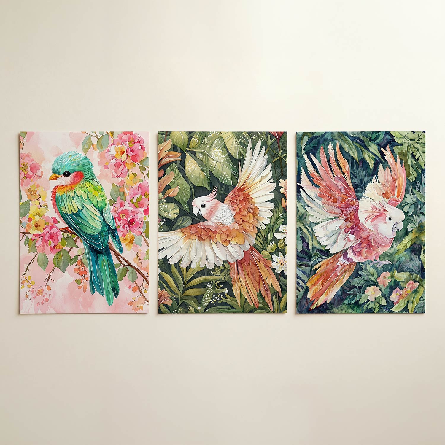 Vogel en bloemenpracht Posterset