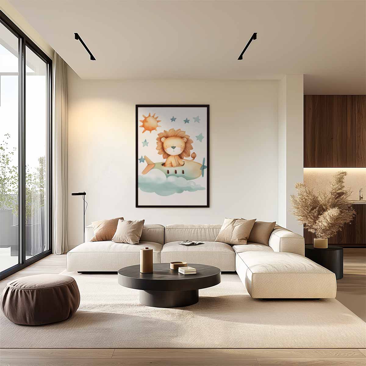 Lieve Leeuw in de Wolken Kunstwerk-canvas-dibond-plexiglas-wanddecoratie-WallArtistic