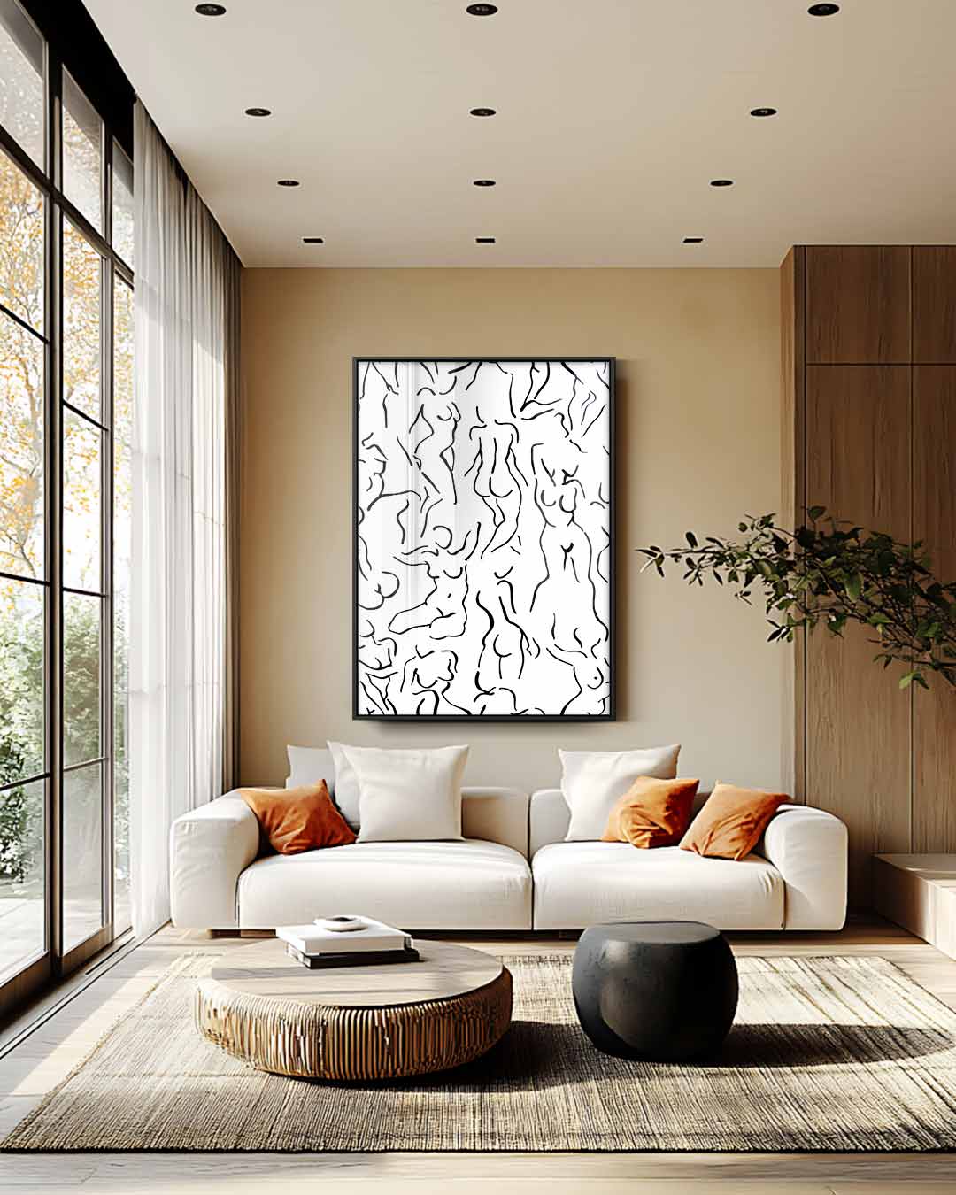 Elegante Lijn Spel Kunstwerk-canvas-dibond-plexiglas-wanddecoratie-WallArtistic