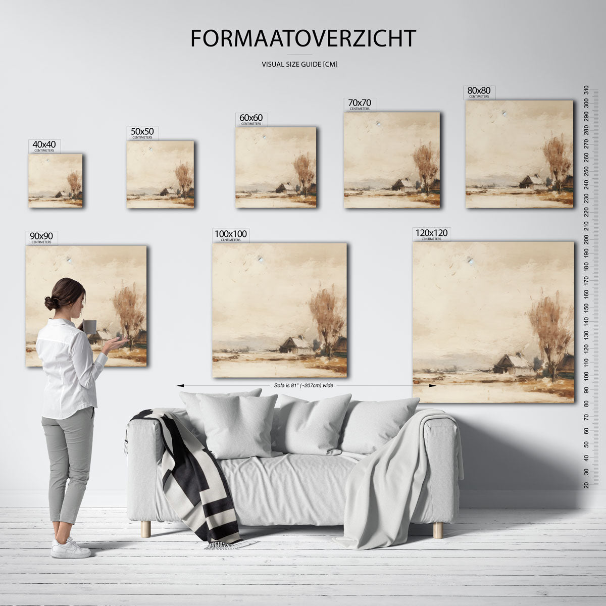 Landschap met huis en boom Poster