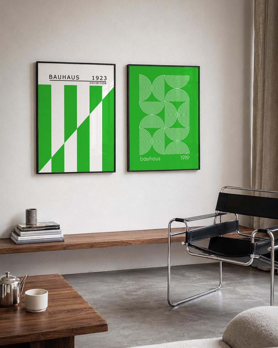 Groene lijnenspel Posterset