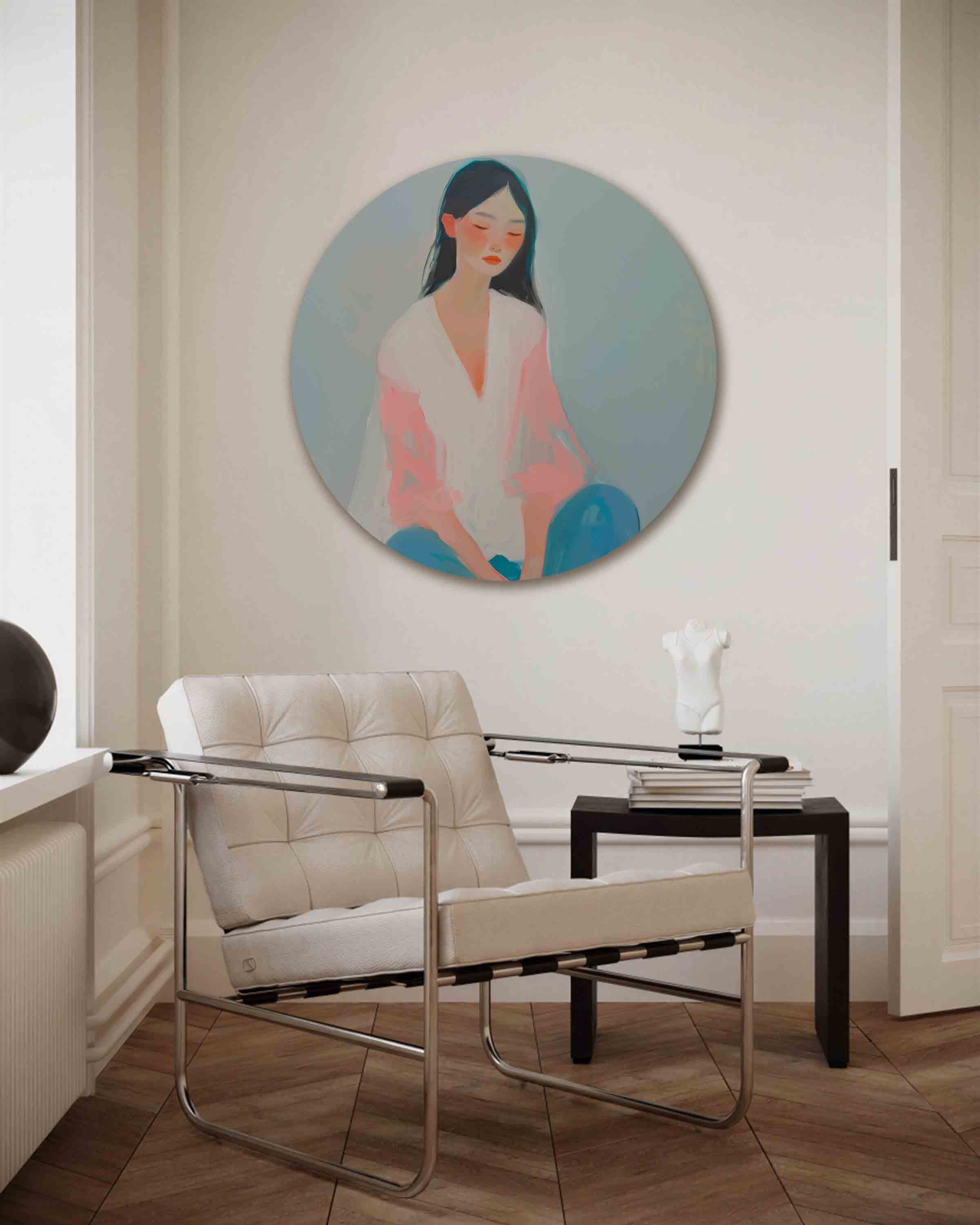 Vrouw in pastel Muurcirkel