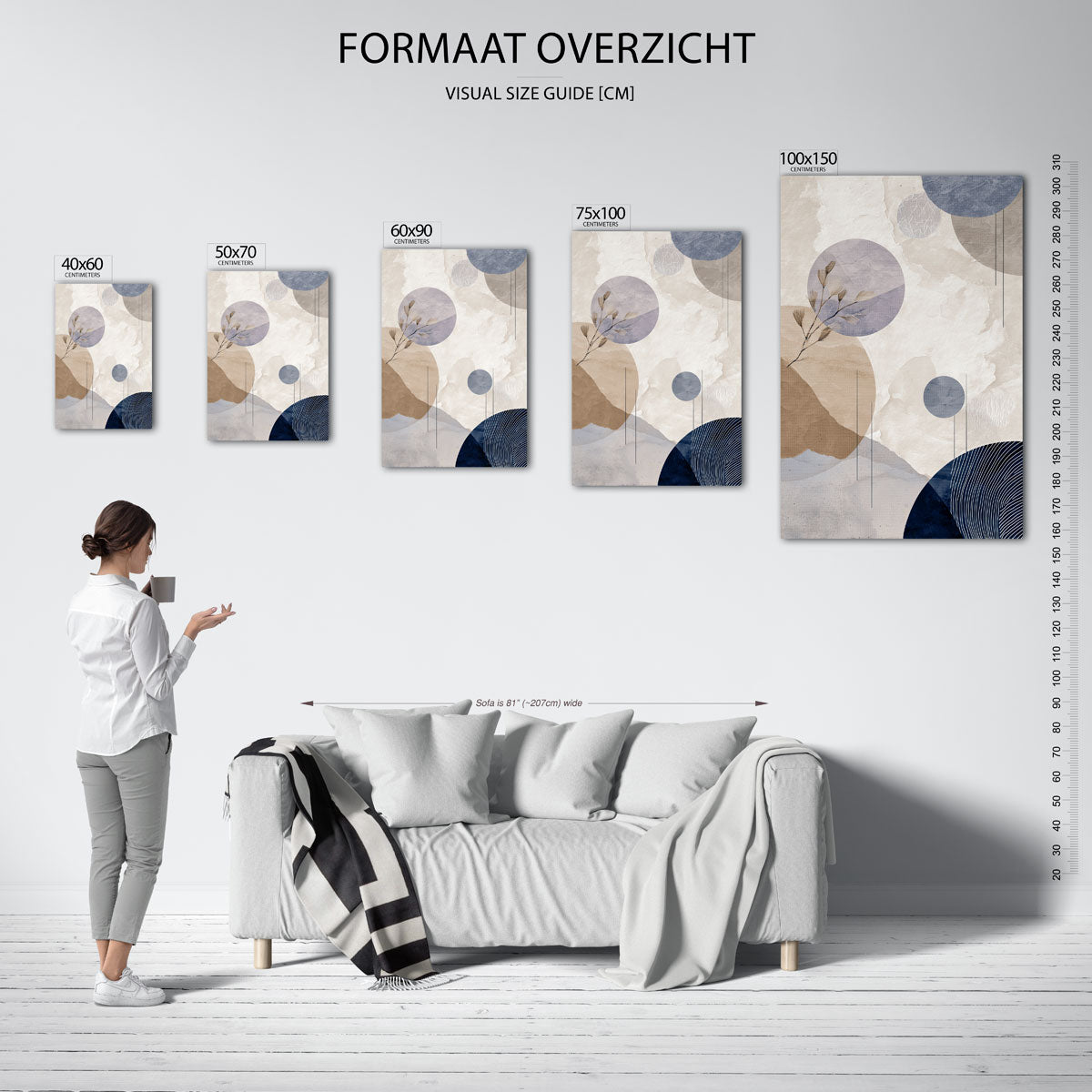 Cirkel en lijn compositie Kunstwerk
