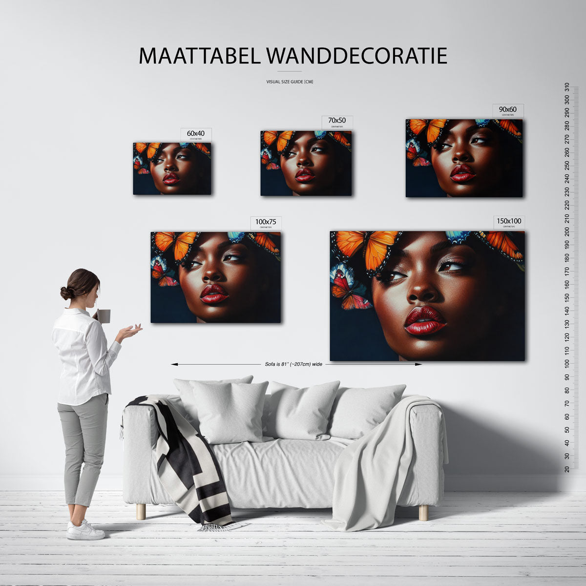 Vlinders en portret Kunstwerk