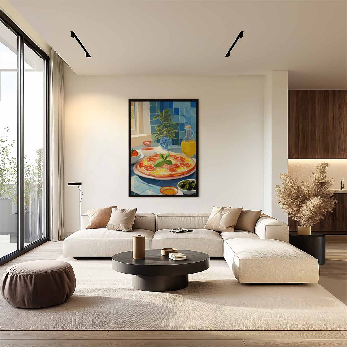 Mediterraanse Keuken in Blauwtinten Kunstwerk-canvas-dibond-plexiglas-wanddecoratie-WallArtistic