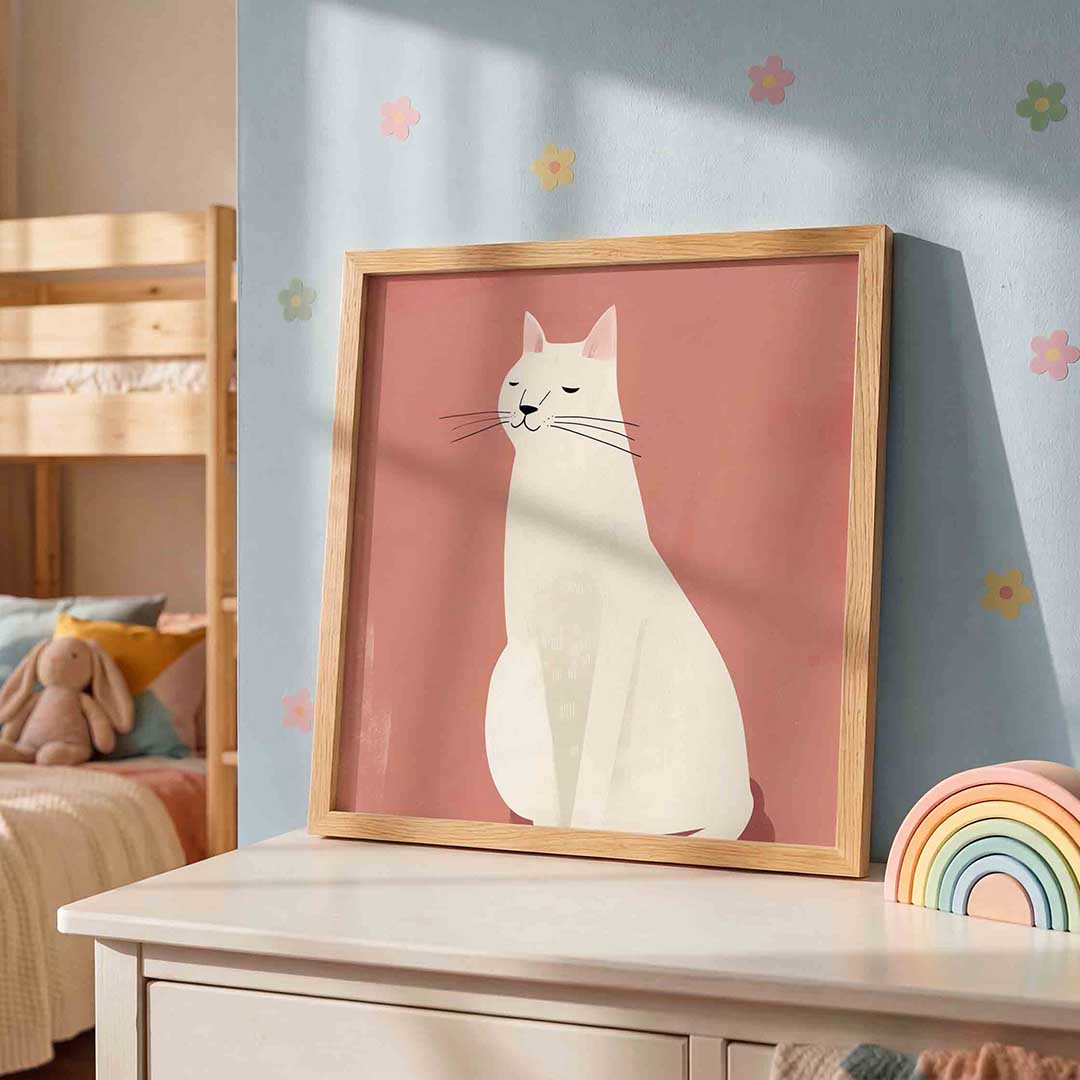 Witte kat Poster