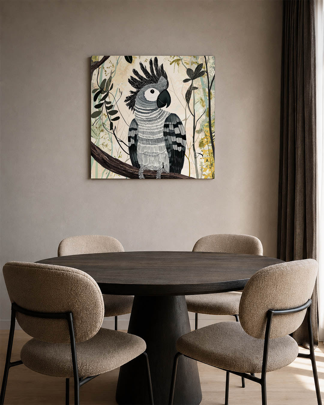 Vogelsilhouet in bos Kunstwerk