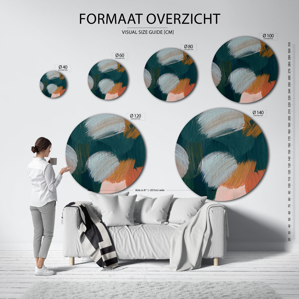 Abstracte penseelstreken Muurcirkel