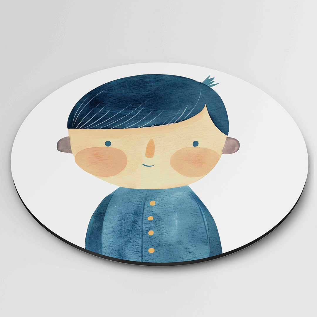 Jongen met blauwe jas Muurcirkel