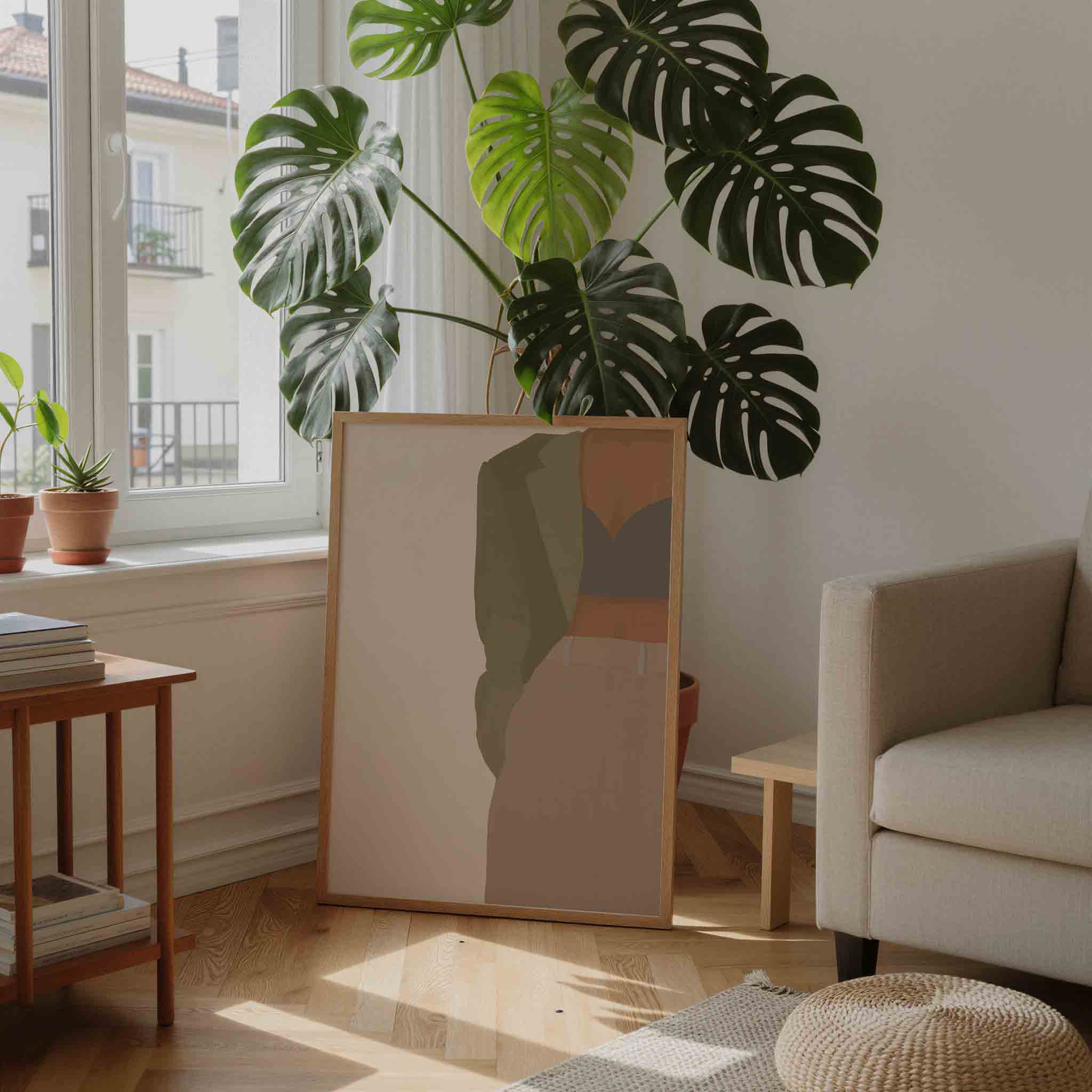 Vrouw in groene jas Poster