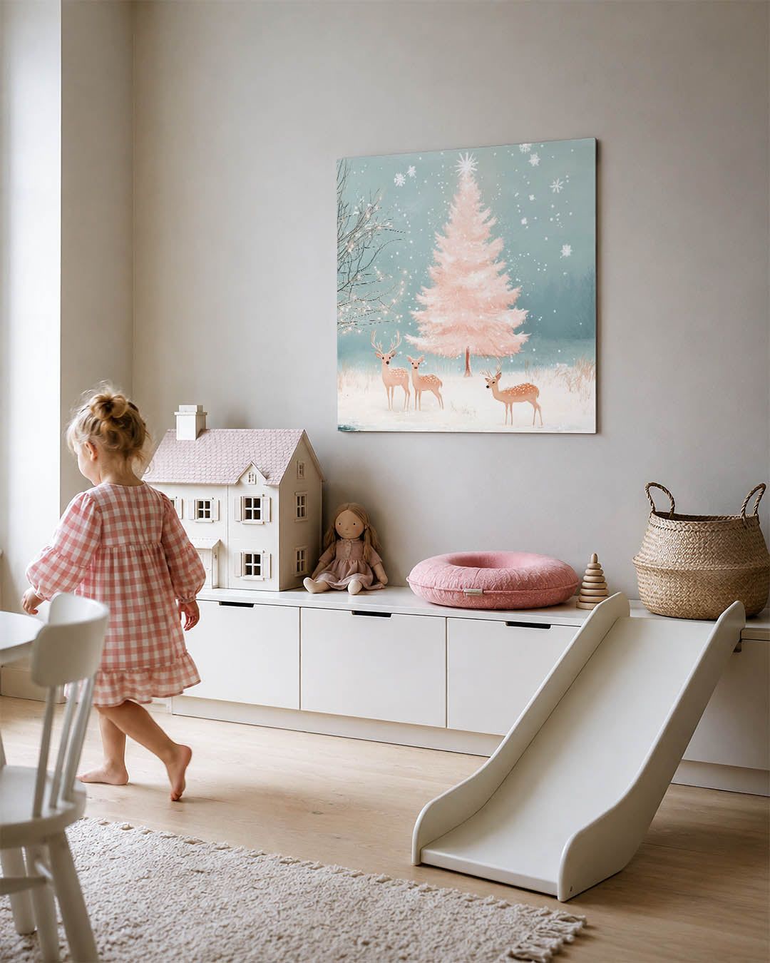 Winterlandschap met herten Kunstwerk