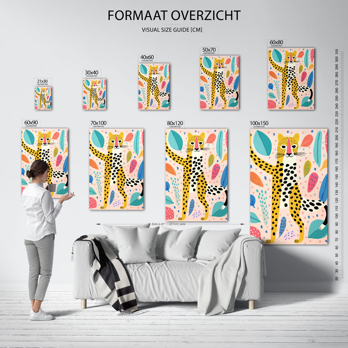 Luipaard met bladeren Poster