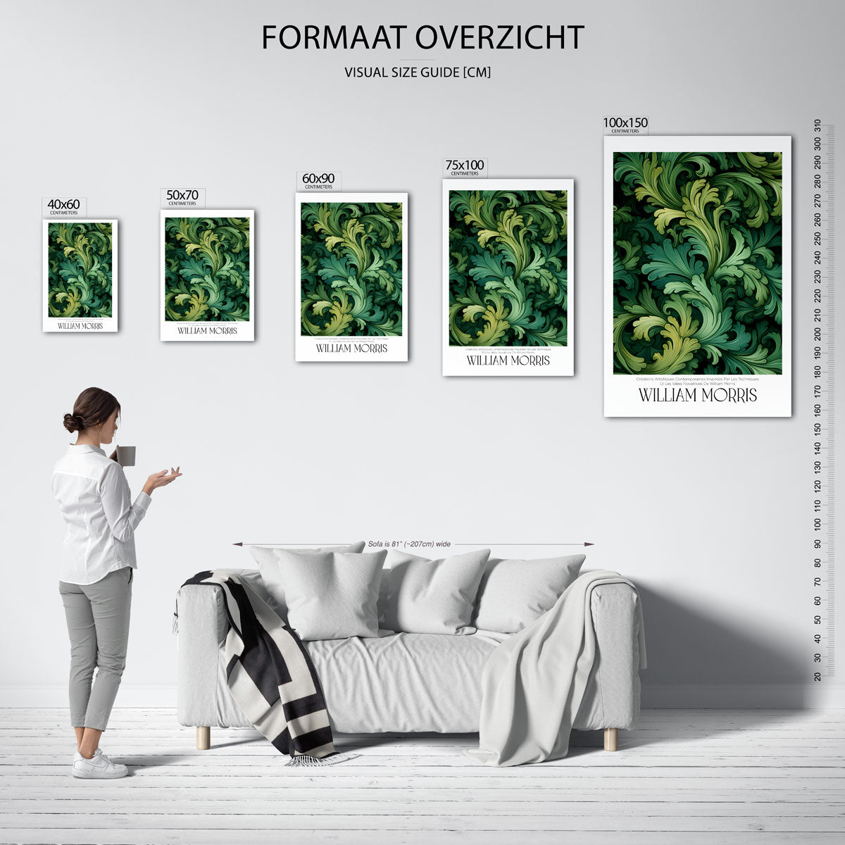 Groene bladpatronen Kunstwerk