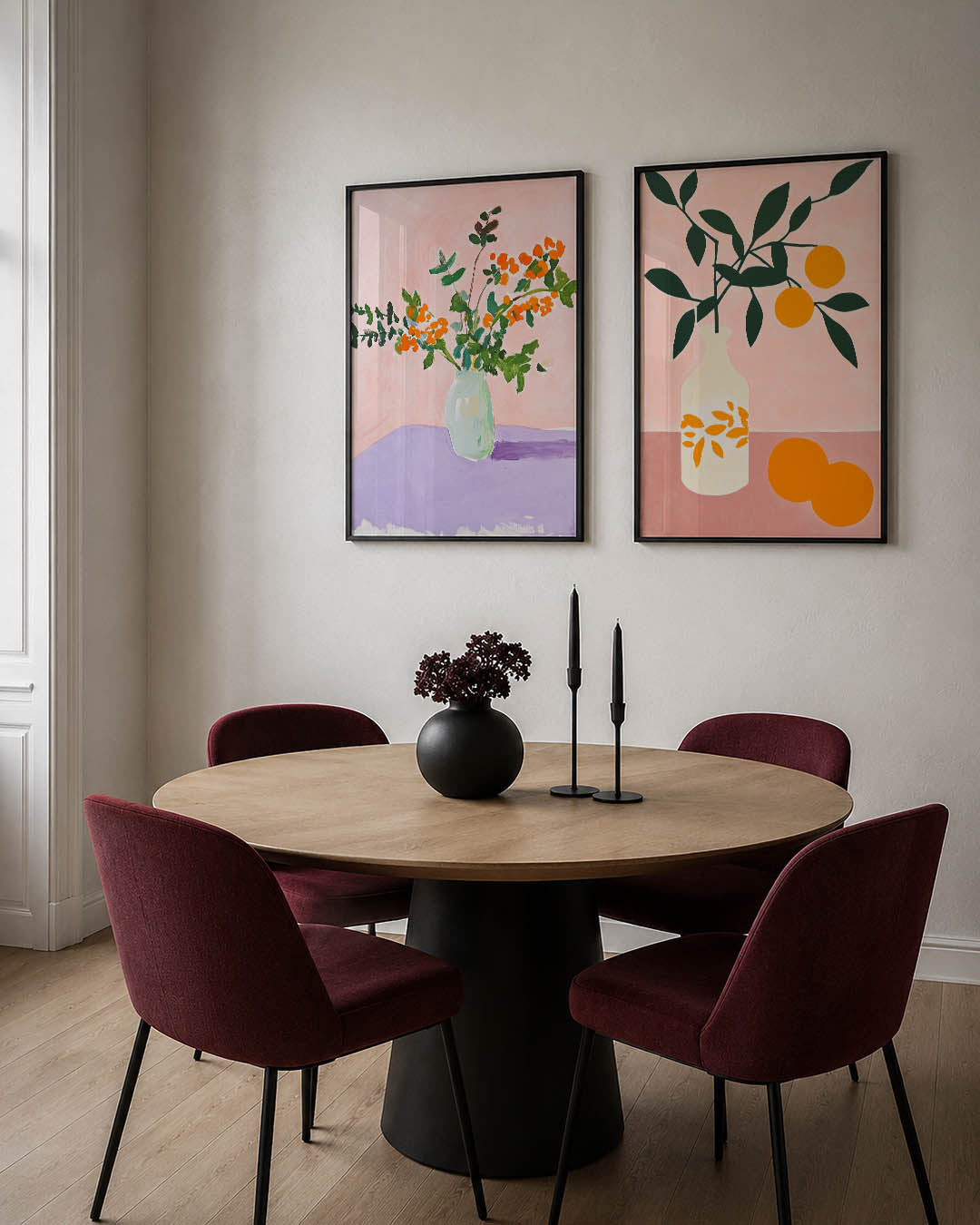 Bloemrijke kleurvlakken Posterset
