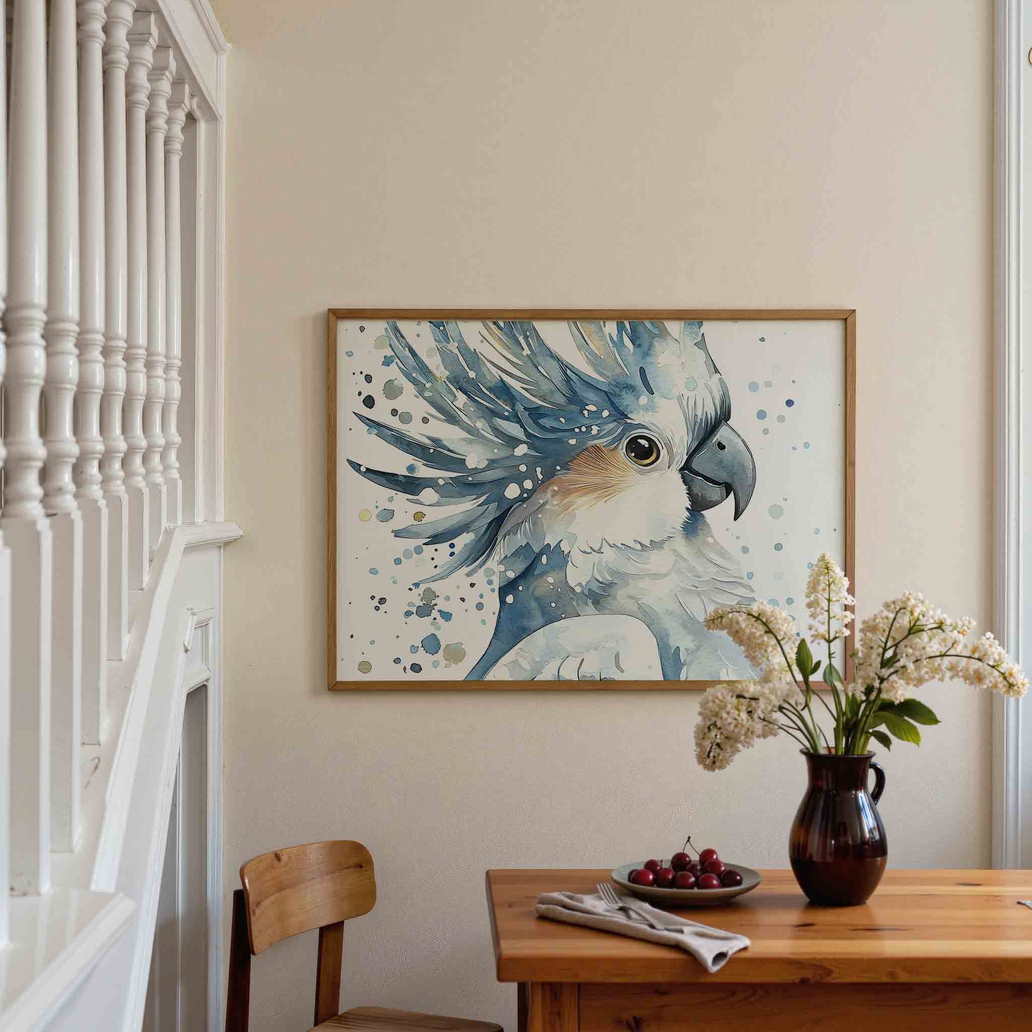 Papegaai met blauwe veren Poster