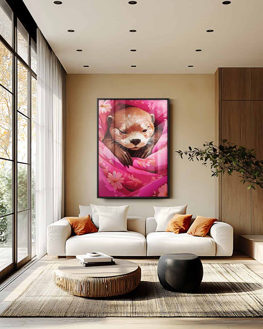 Dromerige Otter Kunstwerk-canvas-dibond-plexiglas-wanddecoratie-WallArtistic