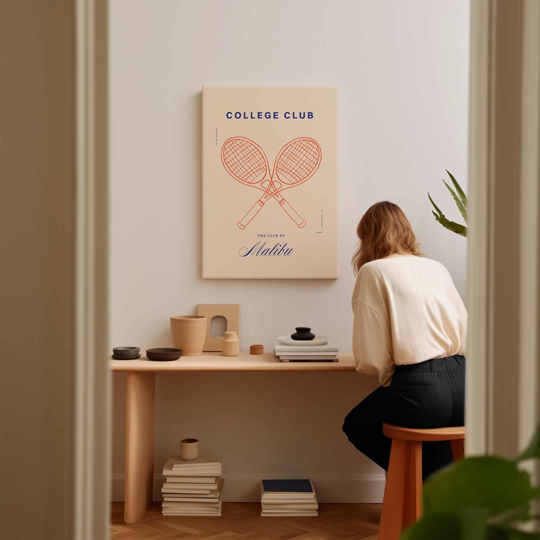 Tennisstijl in Malibu Kunstwerk-canvas-dibond-plexiglas-wanddecoratie-WallArtistic