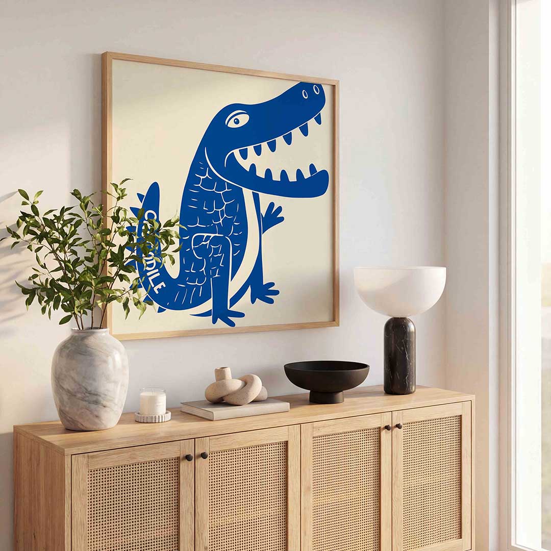 Blauwe krokodil Poster